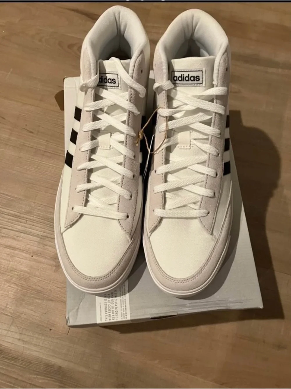 Men’s Adidas Retrovulc White High-Top Sneakers with Black Stripes Sz 12